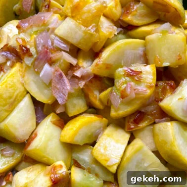 Perfectly Sautéed Summer Squash with Garlic and Herbs 12 Sauteed yellow squash with onions.