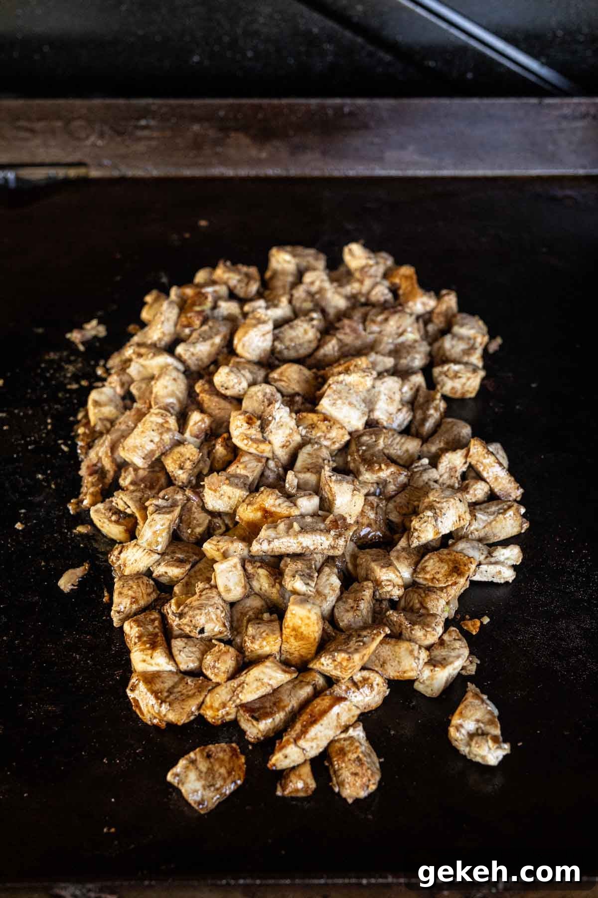Authentic Pad Thai on a Blackstone Griddle: Simple Recipe 8 Cooked chicken on the Blackstone Griddle