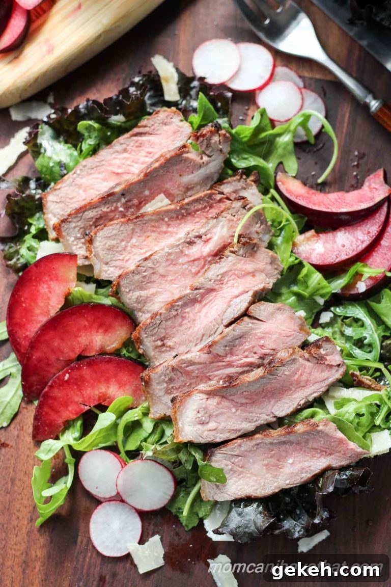 Steak Salad with Plums and Balsamic Reduction 
