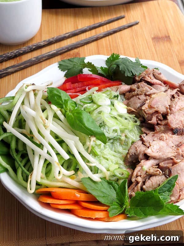 Thai Beef Salad Noodle Bowls with Miracle Noodles are a delicious low carb Asian meal. | low carb, gluten-free, dairy-free, paleo, keto | lowcarbmaven.com