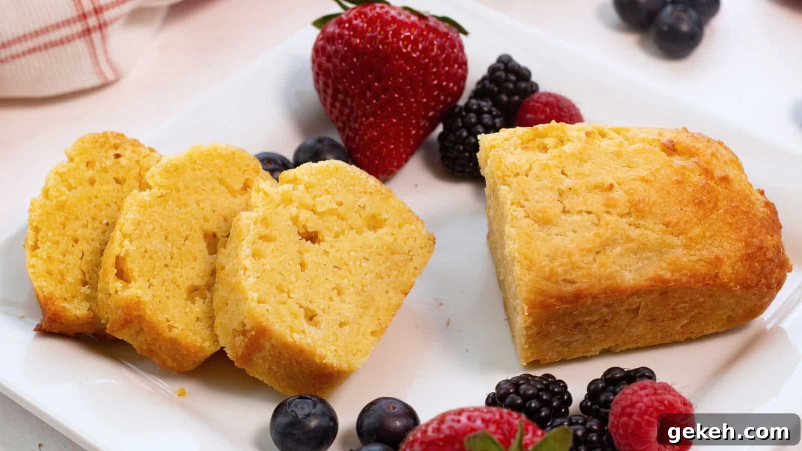 19 Desserts for Two to Share Straight from the Pan 11 Mini pound cake loaf sliced with berries.
