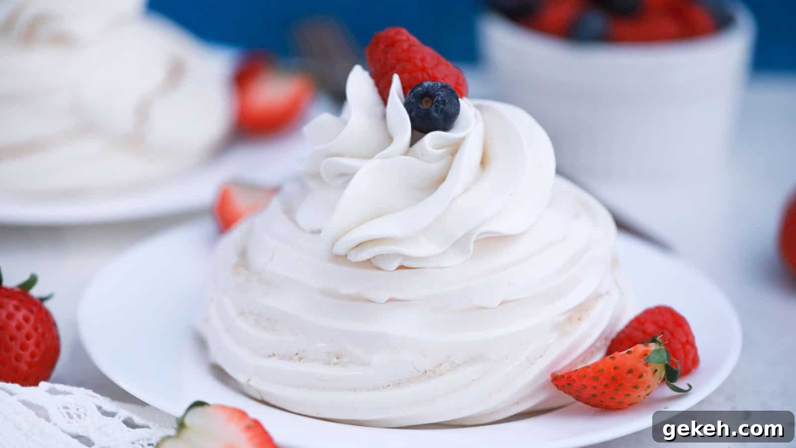 19 Desserts for Two to Share Straight from the Pan 12 Mini pavlova nests with whipped cream and berries.