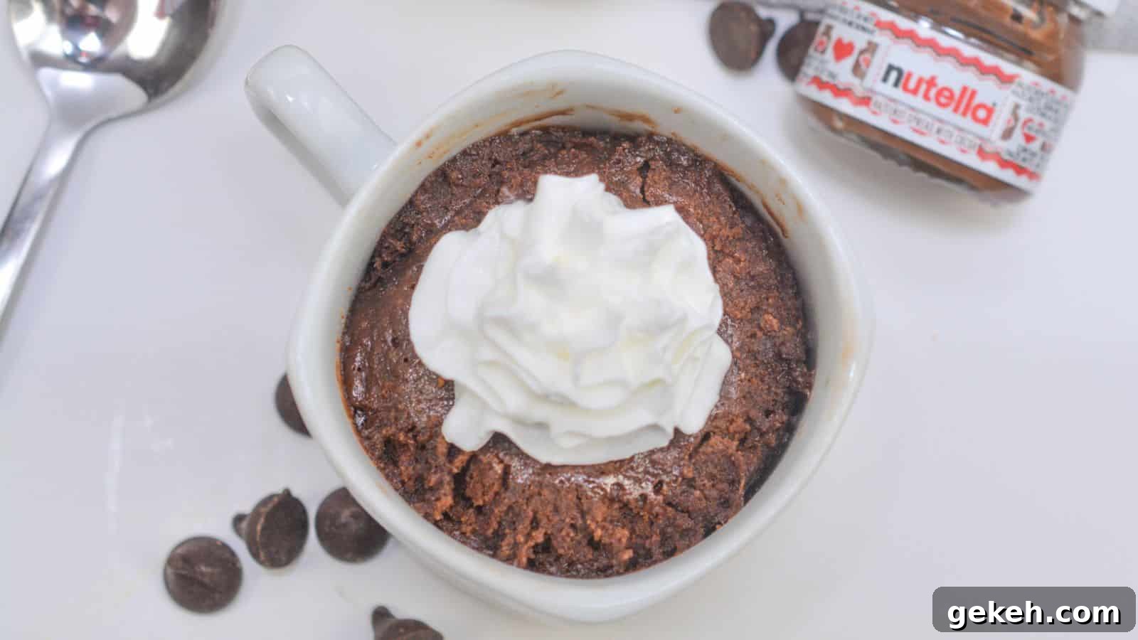 19 Desserts for Two to Share Straight from the Pan 19 Nutella mug cake topped with whipped cream.