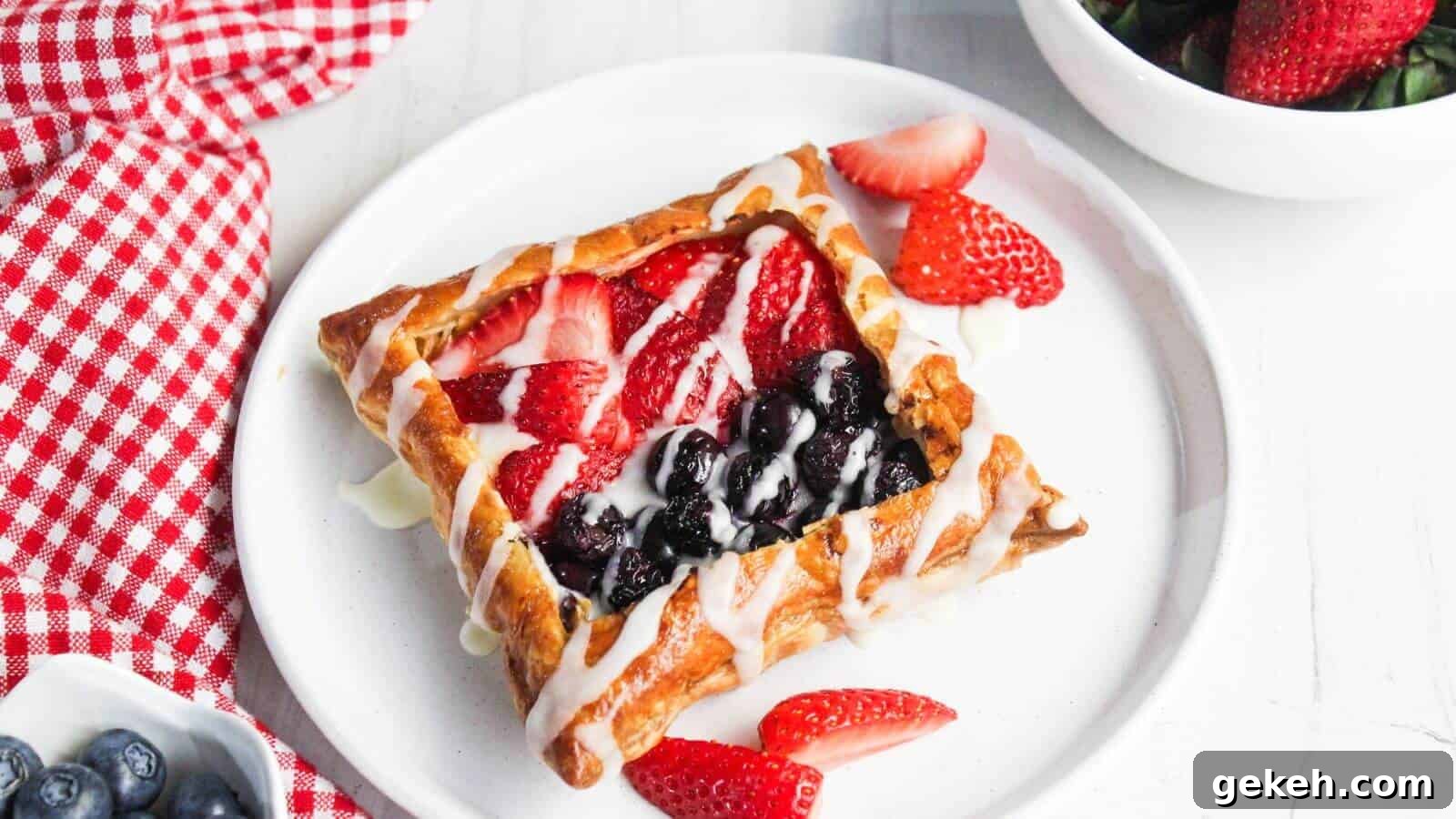 19 Desserts for Two to Share Straight from the Pan 7 Cream cheese danish with berries and drizzle.