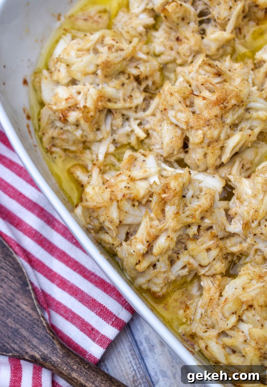 Jerry’s Place Baked Lump Crab Cakes Recipe (Copycat) 5 baked lump crab cakes in butter in a white casserole dish
