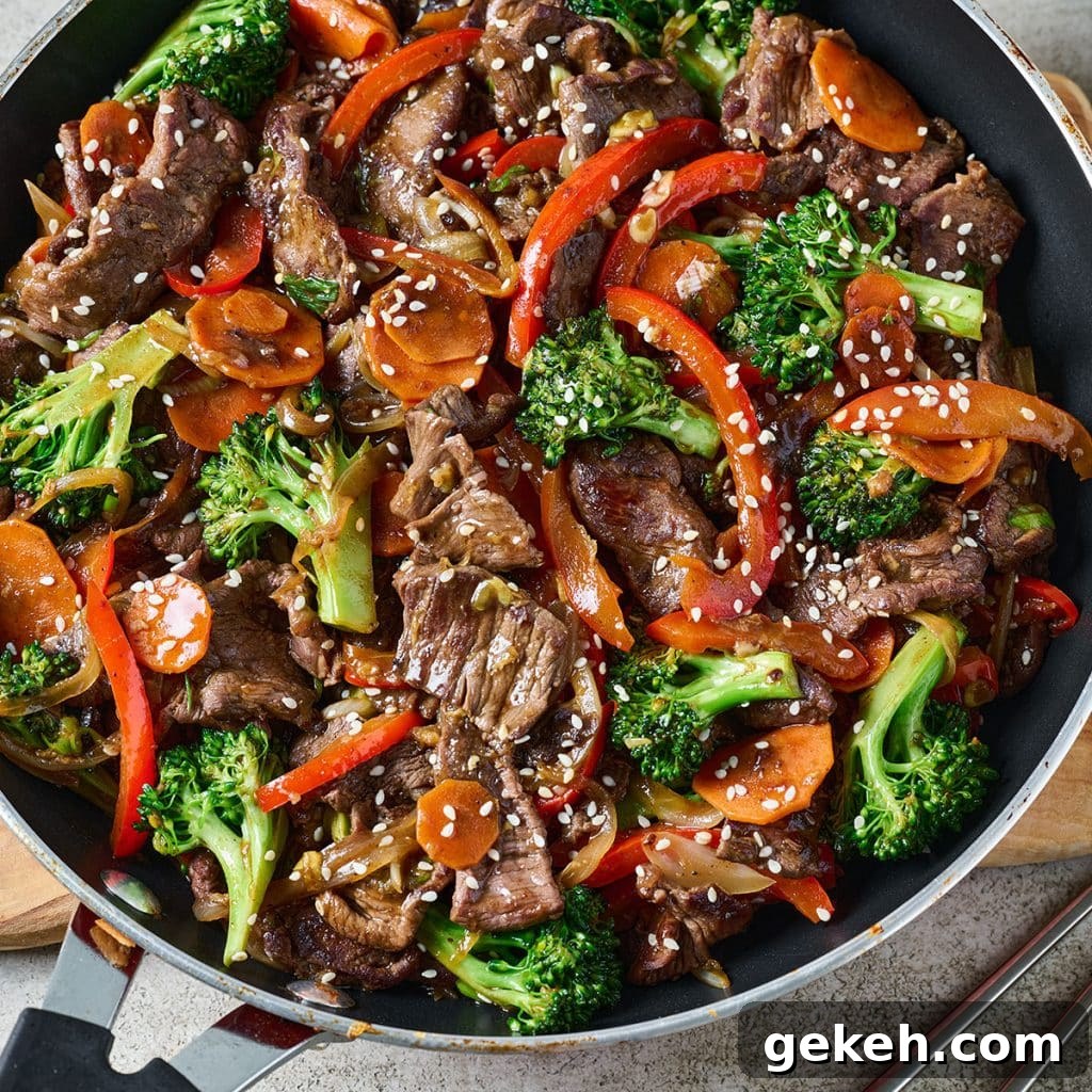 Cook Once, Eat Twice: Budget-Friendly Meals That Reheat Well 4 top view of beef stir fry in a pan