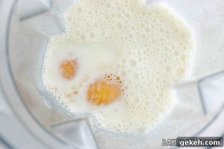 eggs and liquid in blender
