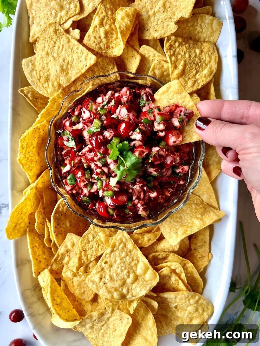 Cranberry Salsa on crackers