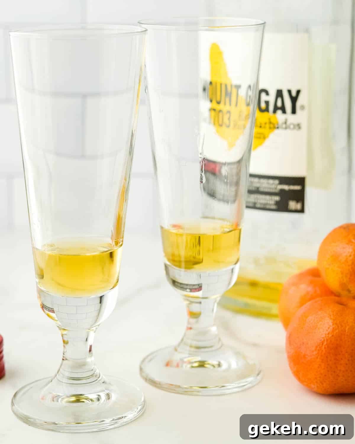 I am adding rum to the flute glasses.