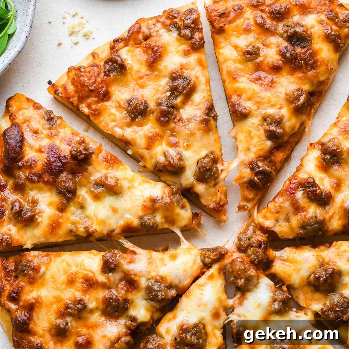 Classic Sausage Pizza Recipe: Crispy Crust & Savory Toppings 2 8 slices of Sausage Pizza