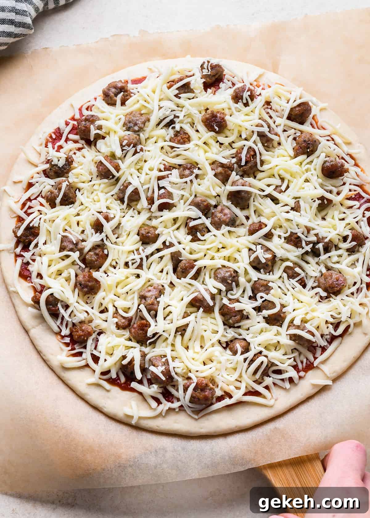Classic Sausage Pizza Recipe: Crispy Crust & Savory Toppings 12 Sausage Pizza before baking
