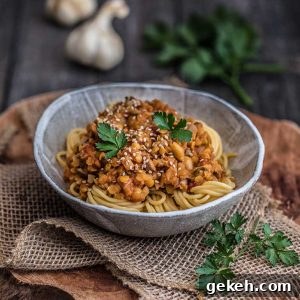 Vegan Lentil & Mushroom Bolognese
