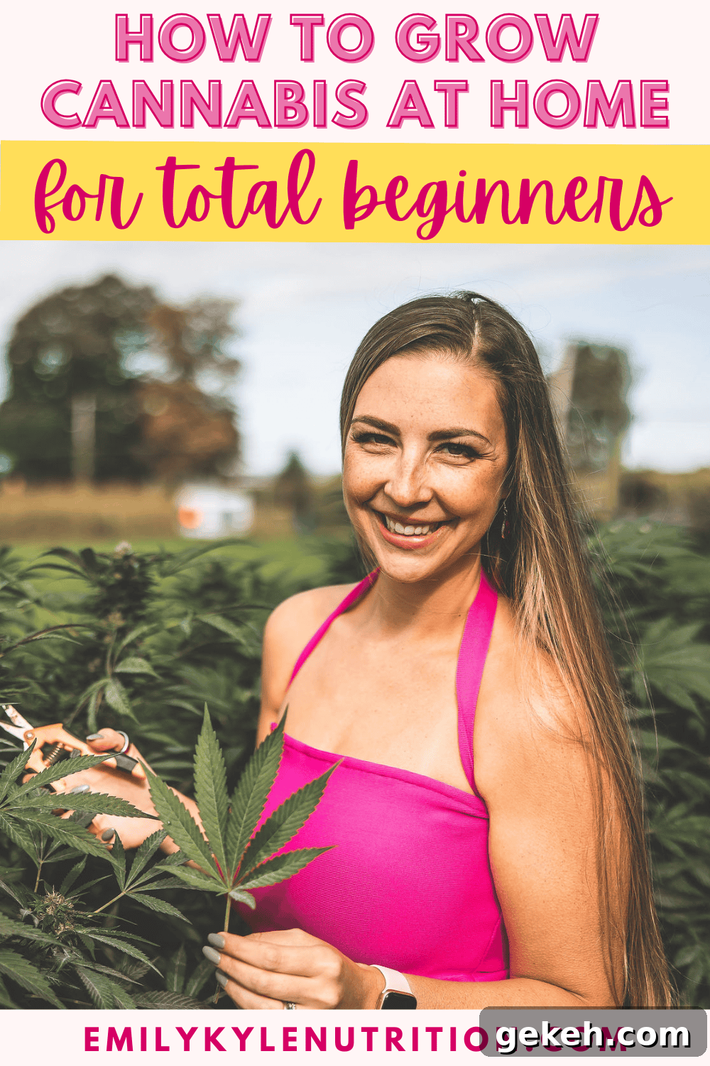 Home Cannabis Growing Guide for Beginners: Step-by-Step Tips 2 A picture of Emily Kyle in her cannabis garden.