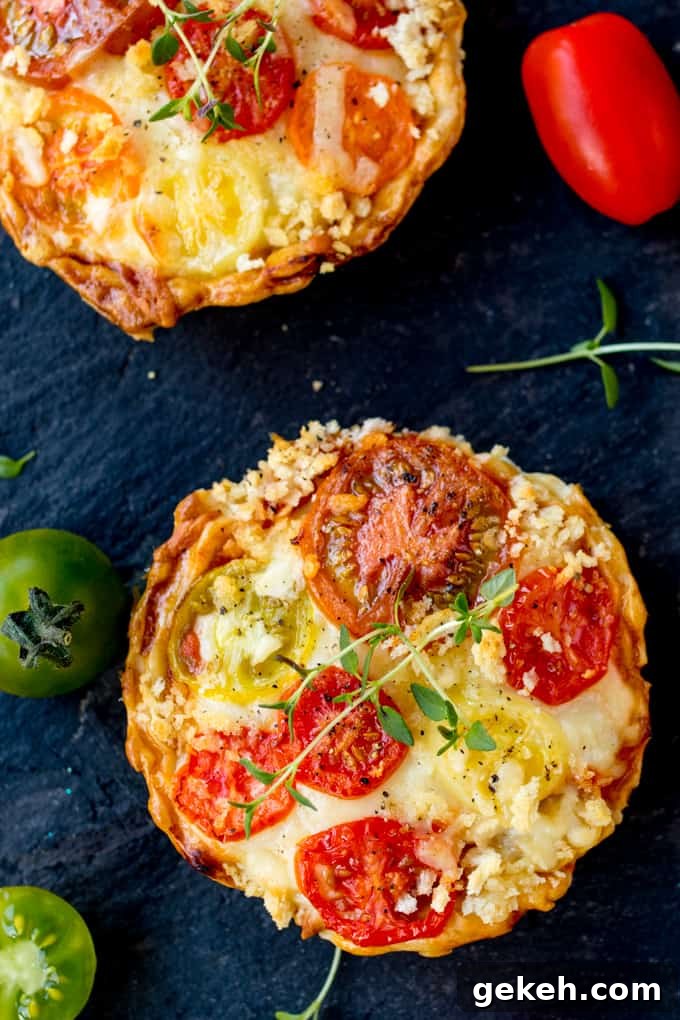 Savory Cheese and Tomato Tarts — Crispy Rustic Tart Recipe 2 Cheese and Tomato Tarts with a rich tomato ragu and creamy béchamel sauce encased in shortcrust pastry. The best vegetarian lunch!