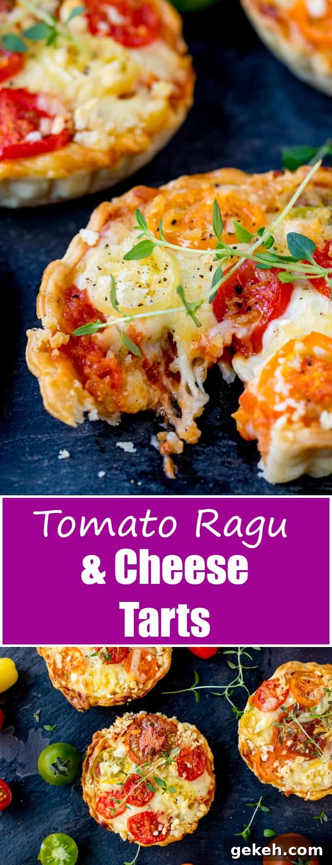 Savory Cheese and Tomato Tarts — Crispy Rustic Tart Recipe 6 Cheese and Tomato Tarts with a rich tomato ragu and creamy béchamel sauce encased in shortcrust pastry. The best vegetarian lunch!
