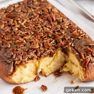 Pecan Sticky Buns on a baking sheet.