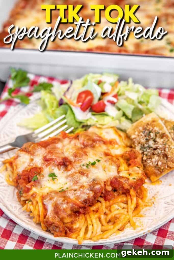 TikTok’s Viral Spaghetti Alfredo Recipe: Creamy 15-Minute Dish 2 plate of spaghetti with text overlay