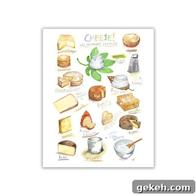 French Food Prints French Cheeses