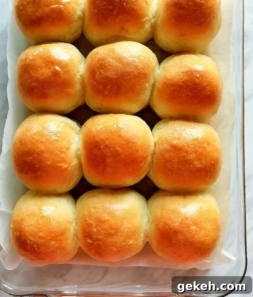 7 Classic Thanksgiving Sides to Make This Year 3 dinner rolls in baking pan overhead