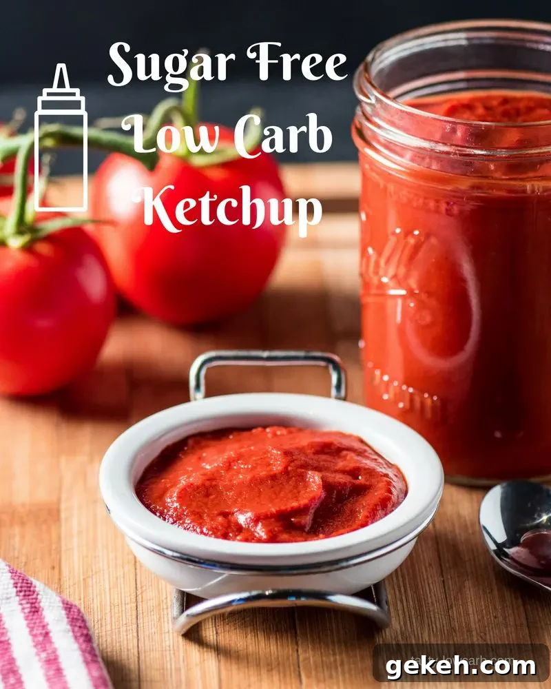 Homemade Sugar-Free Ketchup Recipe: Low-Carb Tomato Condiment 3 Sugar free ketchup on plate