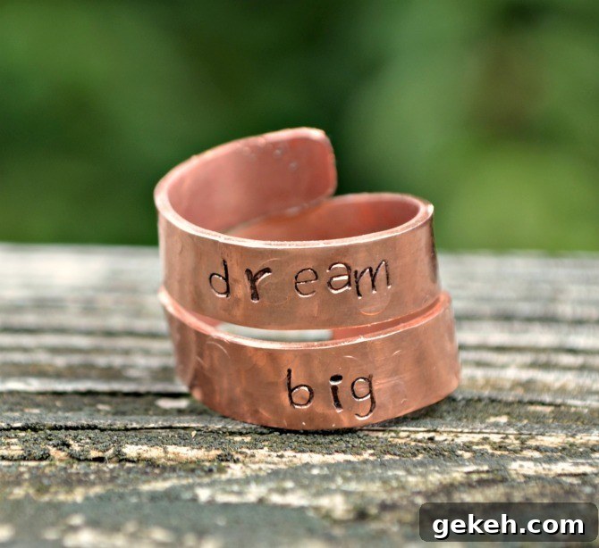 27 DIY Rings You'll Actually Want to Wear Every Day 13 Stamped Wrap Ring