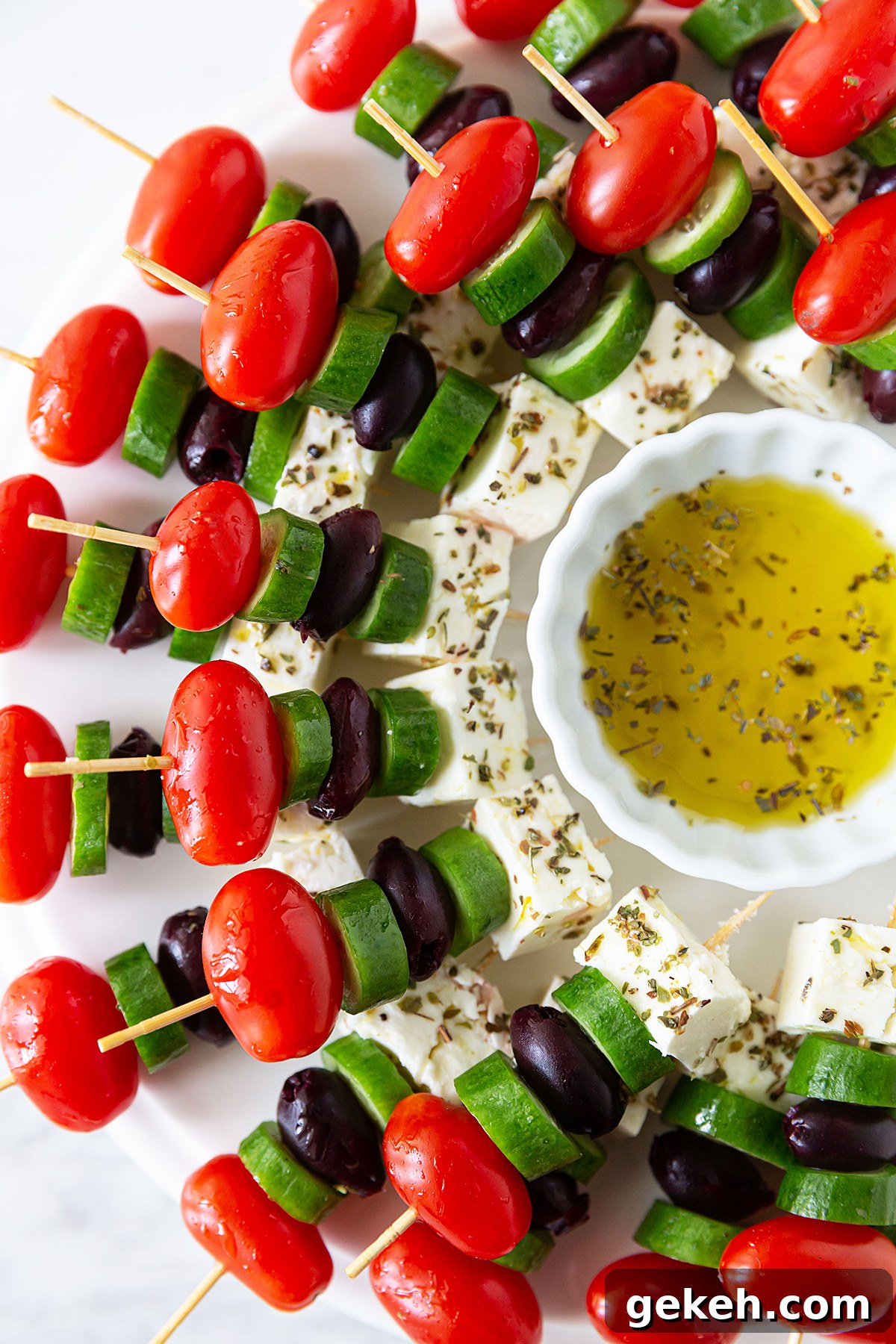 Greek Salad Skewers Recipe: Fresh Tomato, Cucumber & Feta Bites 6 Greek Appetizers