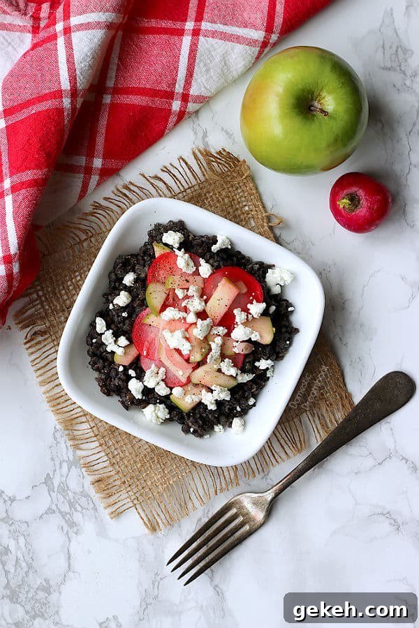 Braised Black Lentils with Lightly Pickled Apples and Radishes - Domestic Dreamboat #glutenfree #vegetarian #meatless #healthyeating