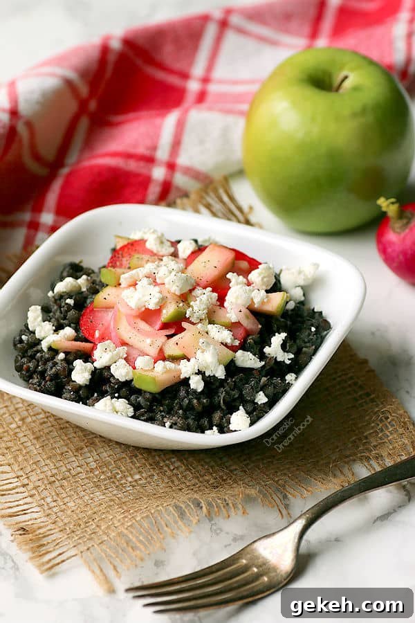 Braised Black Lentils with Lightly Pickled Apples and Radishes - Domestic Dreamboat #glutenfree #vegetarian #meatless #healthyeating