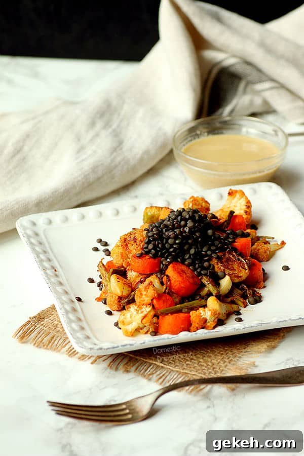 Roasted Vegetables and Black Lentils