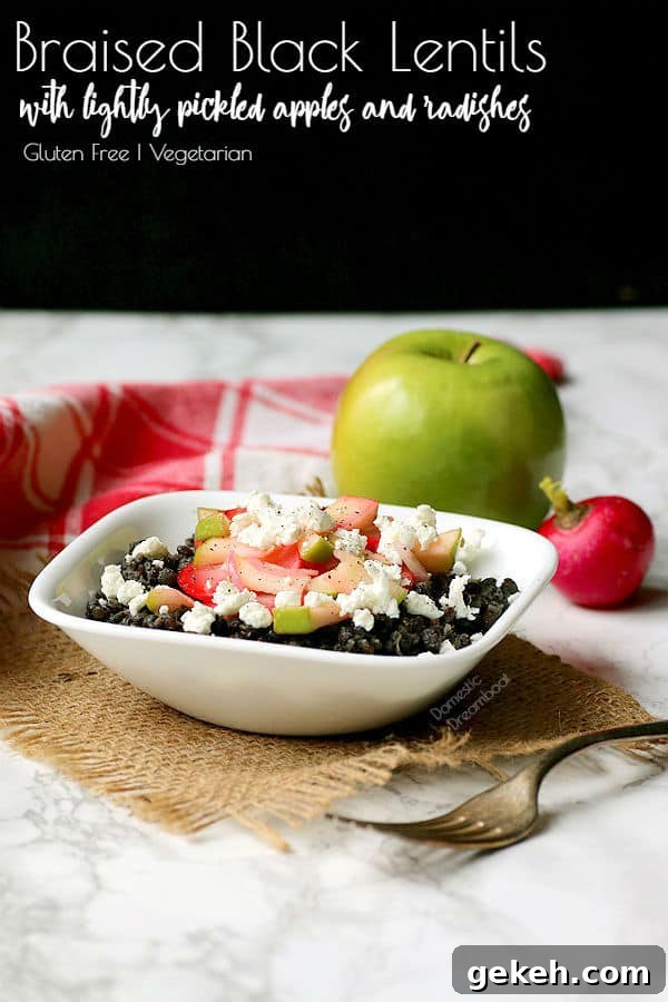 Braised Black Lentils with Lightly Pickled Apples and Radishes - Domestic Dreamboat #glutenfree #vegetarian #meatless #healthyeating