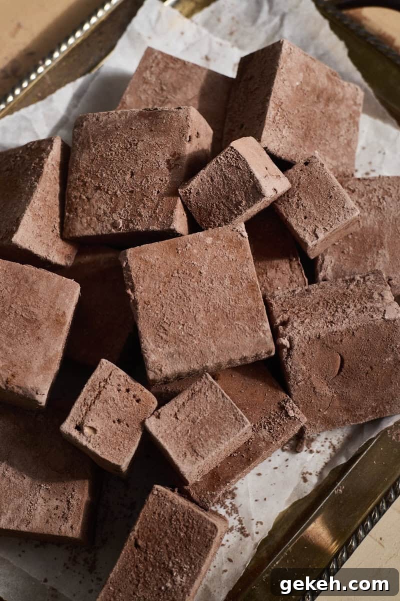 Chocolate Marshmallows on a tray.