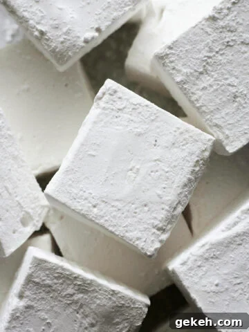 Closeup of Classic Vanilla Marshmallows in a pile.