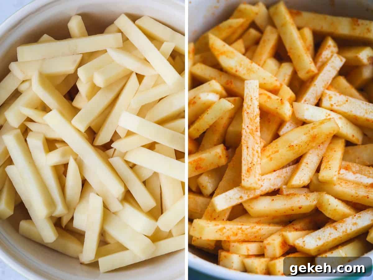 Seasoning Potatoes to make air fryer french fries