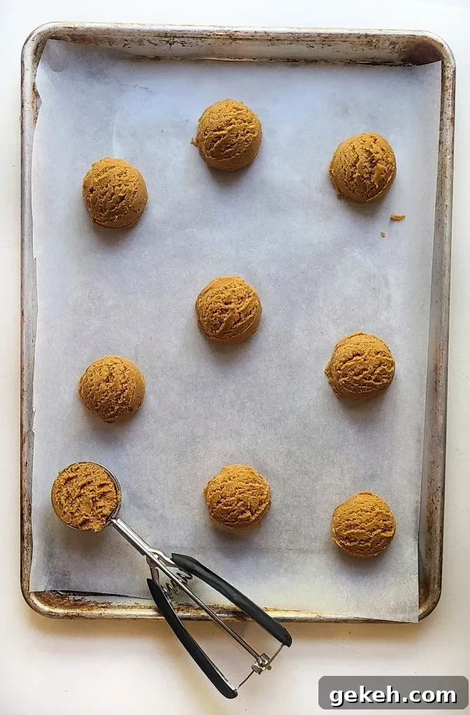 pumpkin spice latte cookie dough ready for the oven