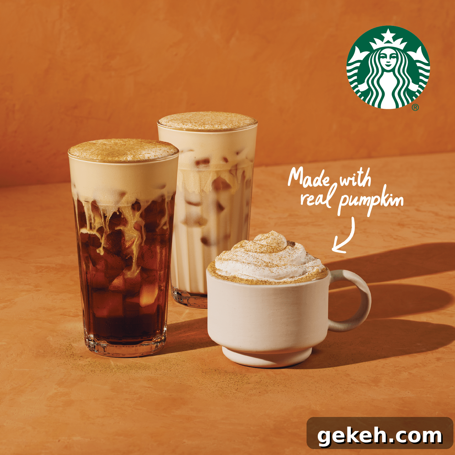 How to Score a Free Starbucks Pumpkin Spice Latte This Fall 2 3 Starbucks coffees with one being made with real pumpkins.