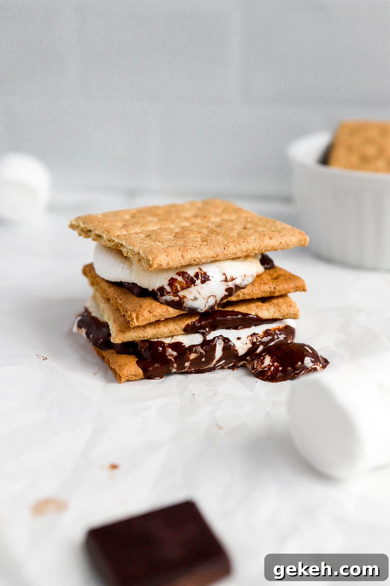 Air Fryer S'mores Recipe: Quick, Crispy S'mores in Minutes 2 side view of air fryer s'mores recipe with jumbo marshmallows